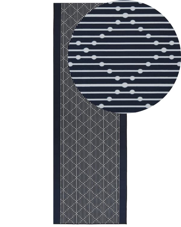 Matta Marinblå Polyester 80 x 240 cm Geometriskt mönster Vardagsrum Sovrum Hall Traditionell