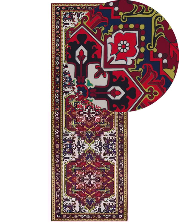 Matta Röd Polyester 70 x 200 cm Orientalisk Vintage Vardagsrum Sovrum Hall