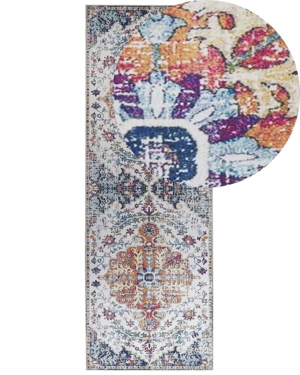 Matto monivärinen polyesteri 60 x 200 cm käytävälle itämainen kuviointi vintage-tyyli