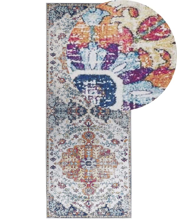 Matto monivärinen polyesteri 80 x 200 cm käytävälle itämainen kuviointi vintage-tyyli