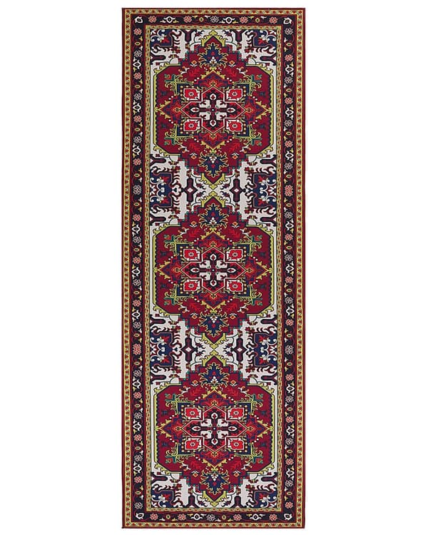 Matto punainen polyesteri 70 x 200 cm itämainen kuviointi vintage-tyyli