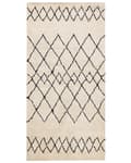 Miniatyrbillede 1 af 5: Tæppe Beige og sort polyesterstof 80 x 150 cm Shaggy geometrisk mønster rektangulært blød og nem pleje til værelse og stue indretning