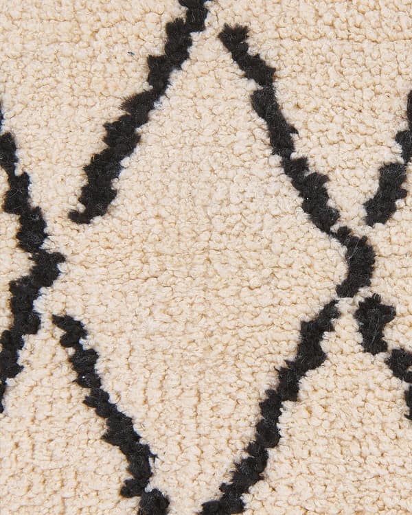 Trasmatta Beige Svart 80 x 150 cm Låg Lugg Geometriskt Mönster Modern Vardagsrum Sovrum