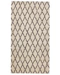 Miniatyrbild 1 av 5: Trasmatta Beige Svart 80 x 150 cm Låg Lugg Geometriskt Mönster Modern Vardagsrum Sovrum