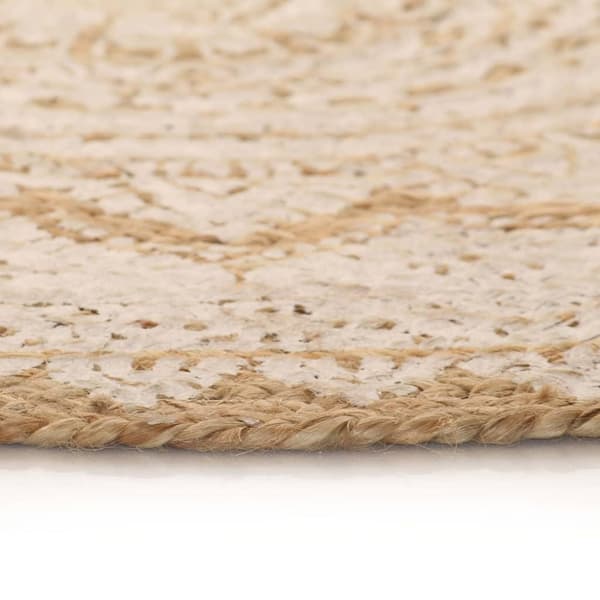 vidaXL Matte flettet jute trykt 210 cm rund