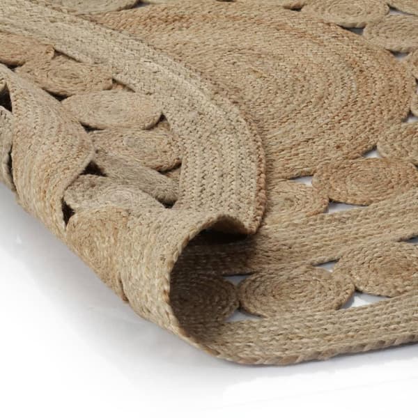 vidaXL Teppe flettet jute 240 cm rundt
