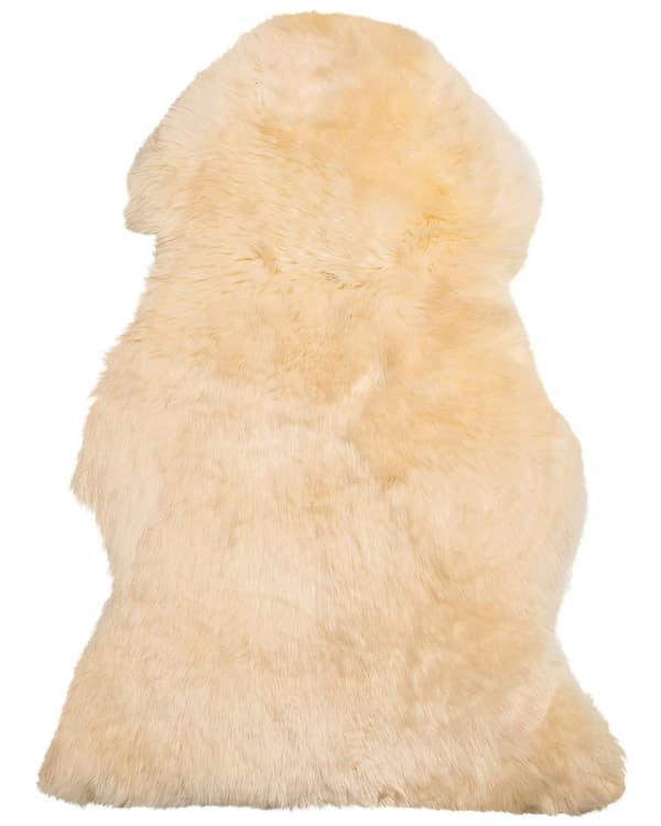 Saueskinnsteppe Beige 65 x 110 cm Naturlig Høy Pile Rustikk Stil