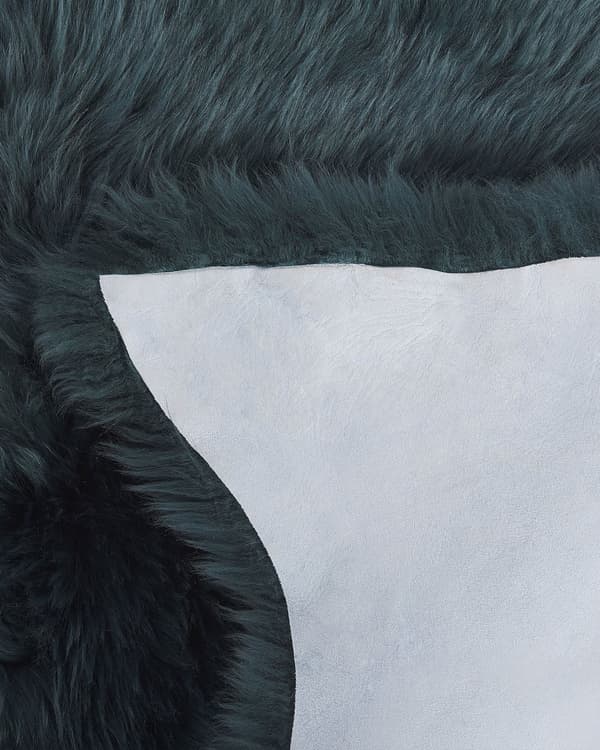 Skinnteppe Mørkegrønt Saueskinn 65 x 110 cm Fluffy Pledd Deksel Stue Soverom