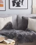 Miniatyrbilde 2 av 5: Skinnteppe Mørkegrått Saueskinn 65 x 110 cm Mykt Pledd med fluffy Pledd Stue Soverom