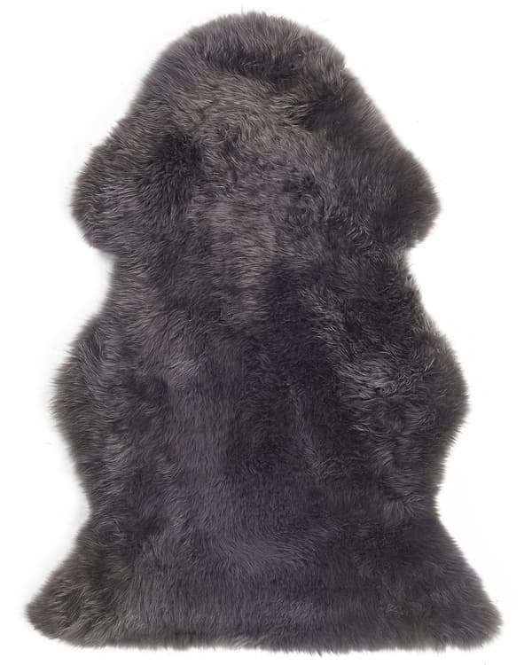 Skinnteppe Mørkegrått Saueskinn 65 x 110 cm Mykt Pledd med fluffy Pledd Stue Soverom