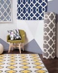 Miniatyrbilde 2 av 6: Teppe Grå Ull 80 x 150 cm Trellis Quatrefoil Mønster Håndtuftet Orientalsk Marokkansk Kløver