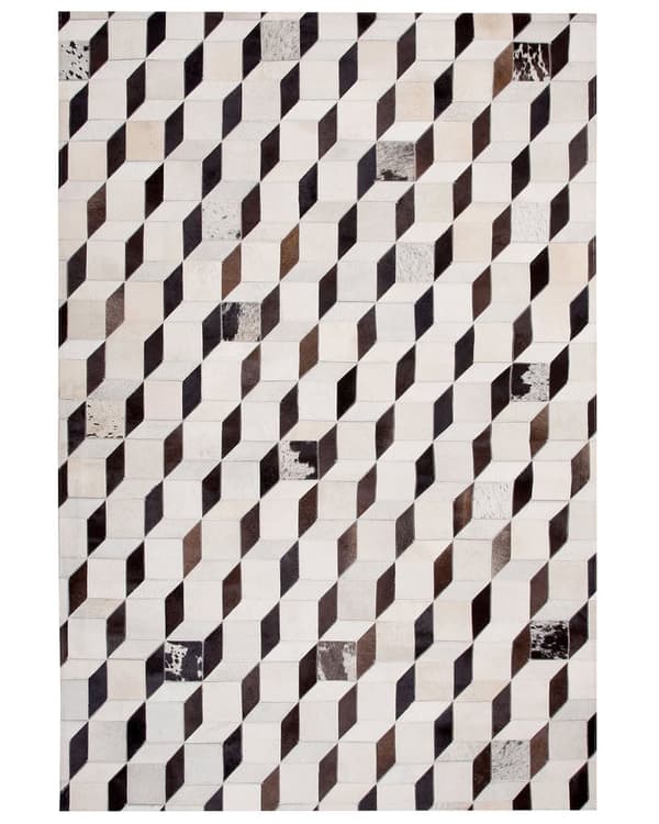 Teppe Kremhvit Skinn 140 x 200 cm Geometrisk mønster 3D Kuskinn Tilbehør Stue Soverom Moderne Rustikk