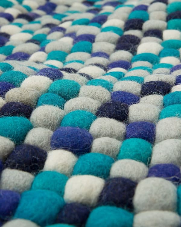 Gulvteppe Blå Hvit 160 x 230 cm Ull Håndvevd Patchwork Moderne Soverom Stue