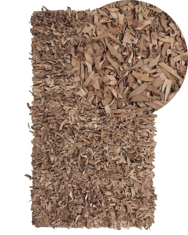 Teppe Shaggy Beige Skinn 80 x 150 cm Shag Pile Rektangulært Håndlaget