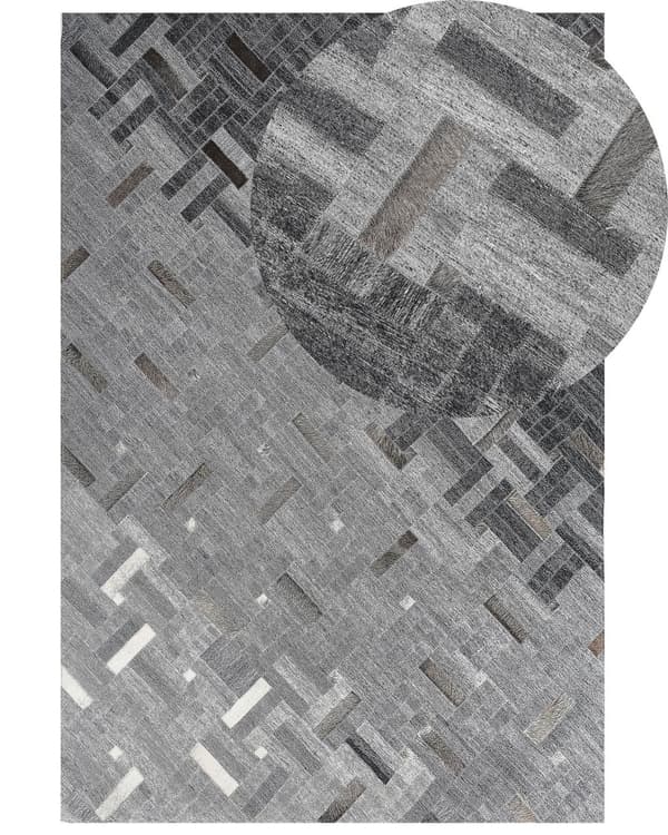 Teppe Grå Kuskinn 140 x 200 cm Lappeteknikk Innredning Tilbehør Dekorativt Moderne Rustikk