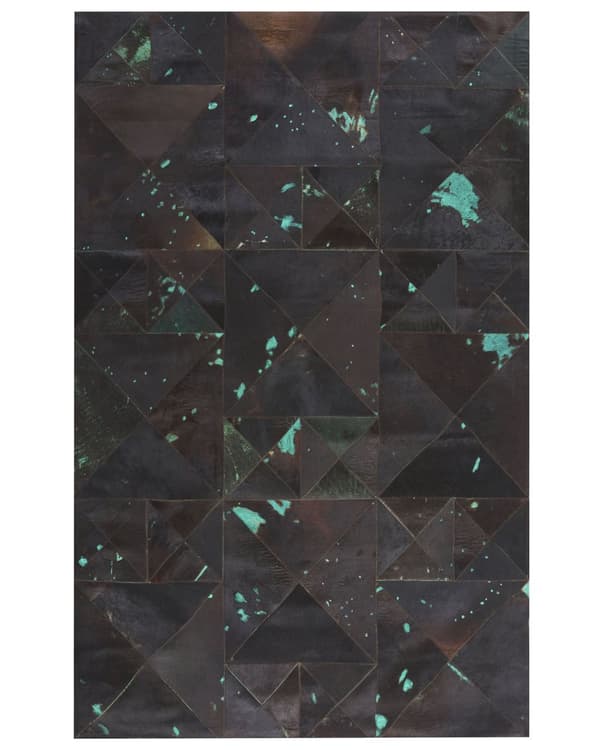 Teppe Brun Turkis Kuskinn 140 x 200 cm Abstrakt mønster Patchwork Håndlaget Moderne design