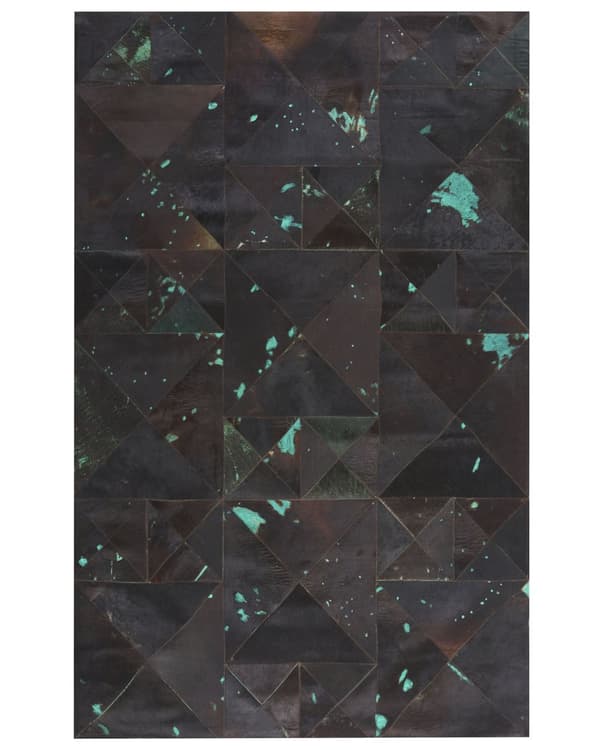Teppe Brun Turkis Kuskinn 140 x 200 cm Abstrakt mønster Patchwork Håndlaget Moderne design