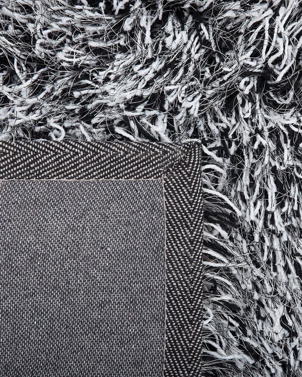 Teppe Svart Hvit Polyester 140 x 200 cm Shaggy Mykt Dekorativt Soverom Stue Moderne