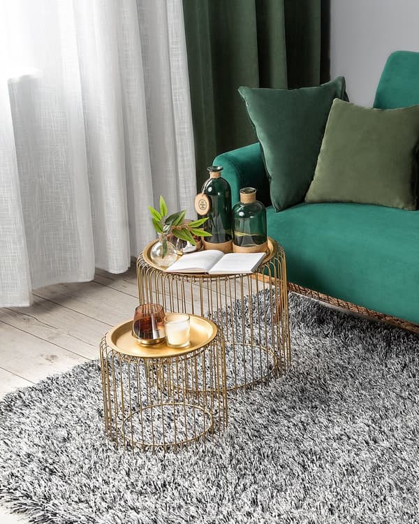 Teppe Svart Hvit Polyester 140 x 200 cm Shaggy Mykt Dekorativt Soverom Stue Moderne