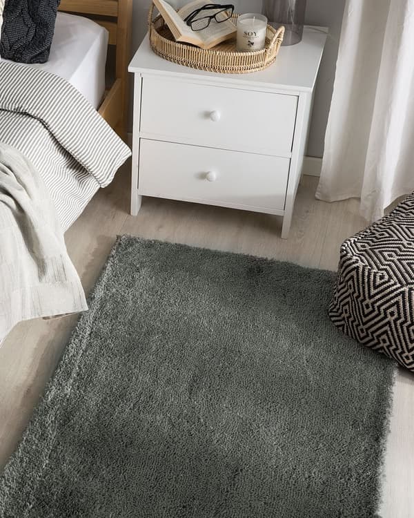 Teppe Mørkegrå Bomull Polyester 80 x 150 cm Shaggy Dekorativt Tilbehør Innredning Stue Soverom Moderne