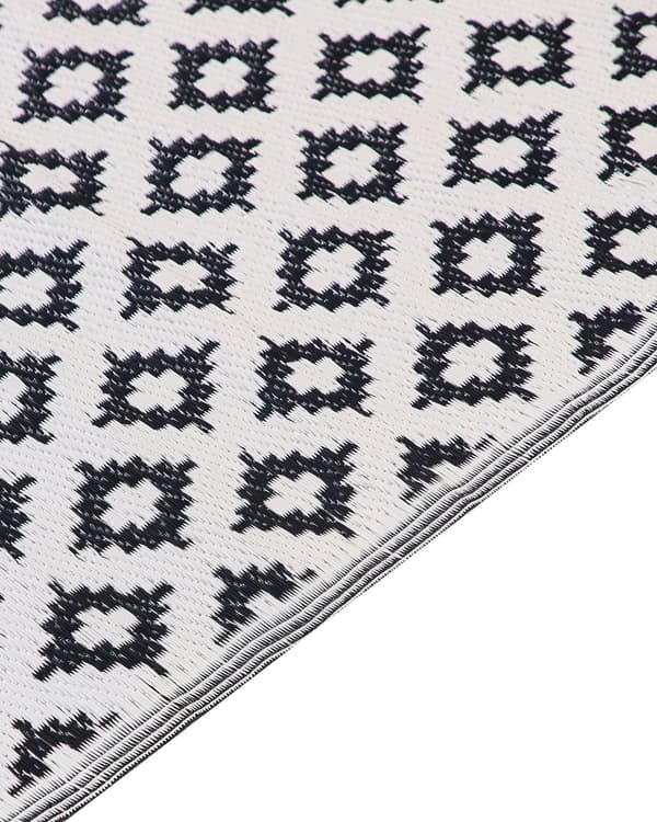Gulvteppe Svart Syntetisk materiale 120 x 180 cm Geometrisk mønster Moderne design Uteteppe Balkong Terrasse