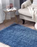 Miniatyrbilde 2 av 6: Teppe Blå Polyester 80 x 150 cm Shaggy Mykt Dekorativt Soverom Stue Moderne