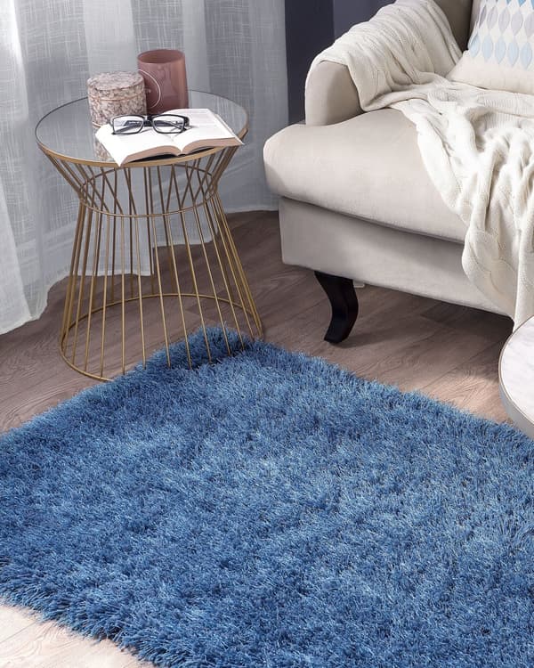 Teppe Blå Polyester 80 x 150 cm Shaggy Mykt Dekorativt Soverom Stue Moderne