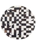 Miniatyrbilde 4 av 6: Rundt Teppe Svart Hvit Skinn ø 140 cm Patchwork Håndlaget
