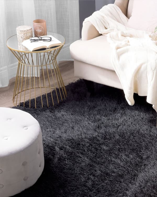 Teppe Svart Polyester 160 x 230 cm Shaggy Mykt Dekorativt Soverom Stue Moderne