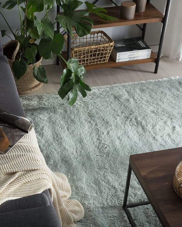Teppe Grønn Bomull Polyester 200 x 200 cm Shaggy Dekorativt Tilbehør Innredning Stue Soverom Moderne