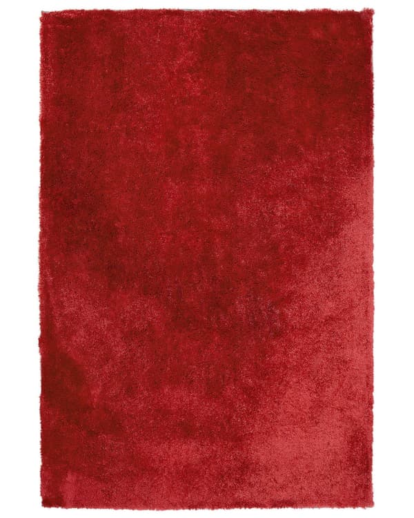 Teppe Rød Bomull Polyester 160 x 230 cm Shaggy Dekorativt Tilbehør Innredning Stue Soverom Moderne