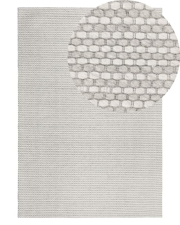 Teppe Lysegrå Ull og Polyester 140 x 200 cm Håndtuftet Klassisk Design