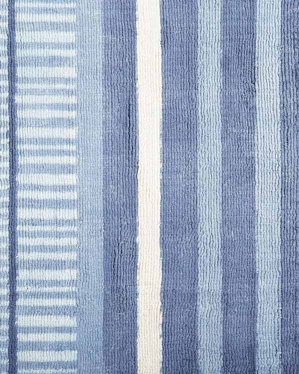 Teppe Blå Viskose 80 x 150 cm Stripete Geometrisk Mønster Håndvevd