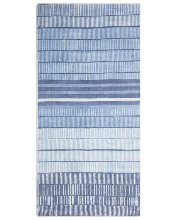 Teppe Blå Viskose 80 x 150 cm Stripete Geometrisk Mønster Håndvevd
