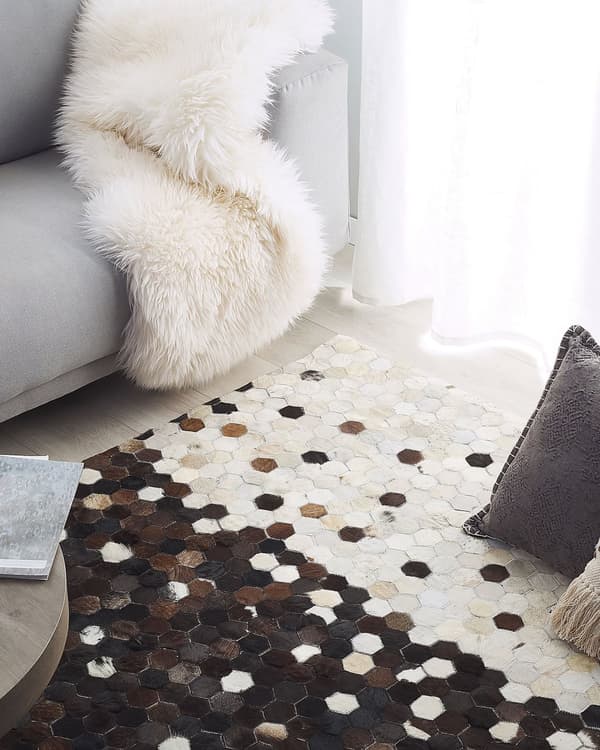 Gulvteppe Brun Beige Skinn 160 x 230 cm Rustikk Patchwork