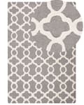 Miniatyrbilde 1 av 6: Teppe Grå Ull 160 x 230 cm Trellis Quatrefoil Mønster Håndtuftet Orientalsk Marokkansk Kløver