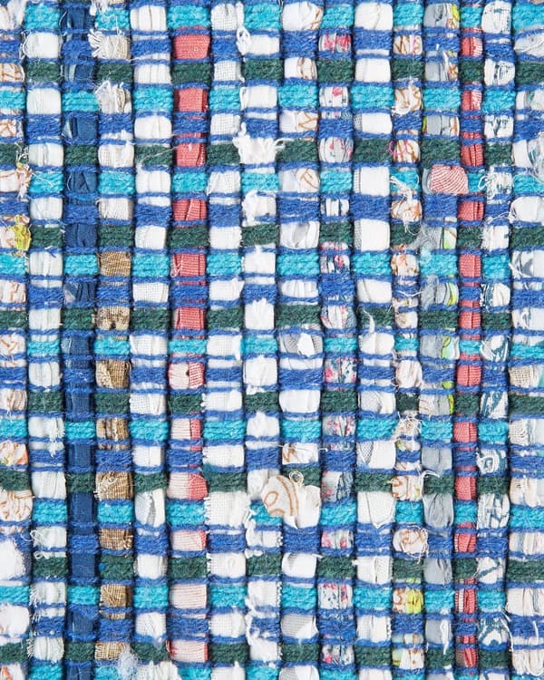 Teppe Blå Bomull 140 x 200 cm Med frynser Håndlaget Dekorativt Innredning Boho Eklektisk