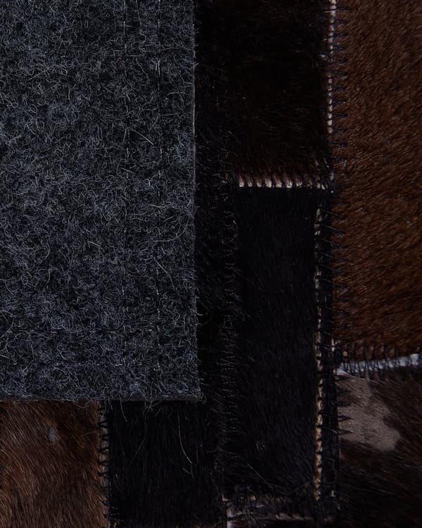 Teppe Brun Beige Lær Ull Polyester 160 x 230 cm Rektangulært Lappeteppe i Kuskinnmønster Soverom Stue Inngangsparti Boho Retro Dekor