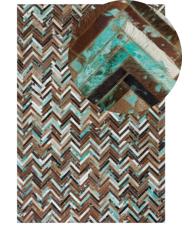 Teppe Flerfarget Skinn 160 x 230 cm Kuskinn Håndlaget Tilbehør Moderne Stue Soverom