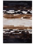 Miniatyrbilde 4 av 6: Gulvteppe Svart Beige Lær 140 x 200 cm Rektangulært Patchwork Håndlaget