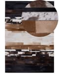 Miniatyrbilde 1 av 6: Gulvteppe Svart Beige Lær 140 x 200 cm Rektangulært Patchwork Håndlaget