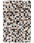 Miniatyrbilde 4 av 6: Teppe Brun Beige Lær 160 x 230 cm Moderne Patchwork Kuskinn Håndlaget
