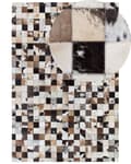 Miniatyrbilde 1 av 6: Teppe Brun Beige Lær 160 x 230 cm Moderne Patchwork Kuskinn Håndlaget