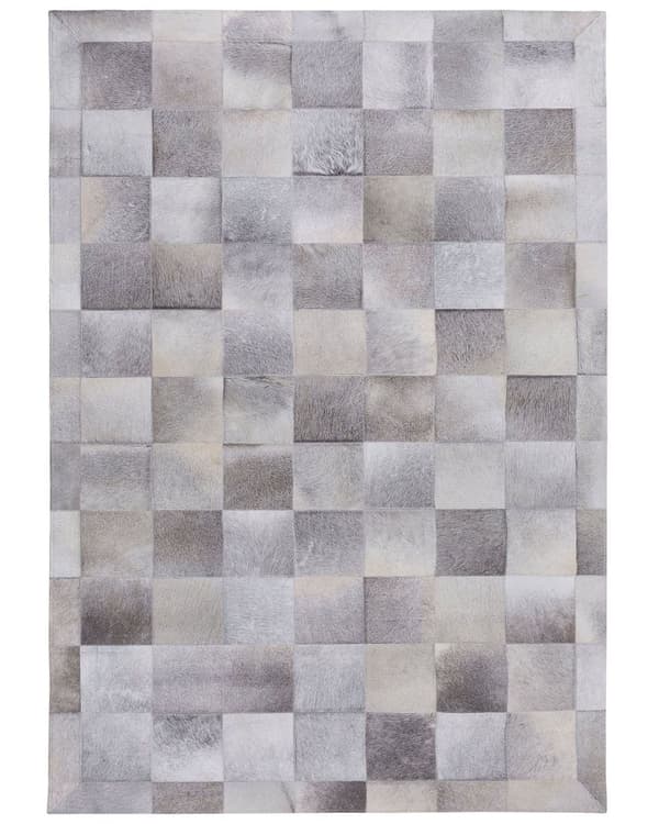 Gulvteppe Grå Skinn 160 x 230 cm Patchwork Kuskinn Geometrisk Rektangulær Moderne