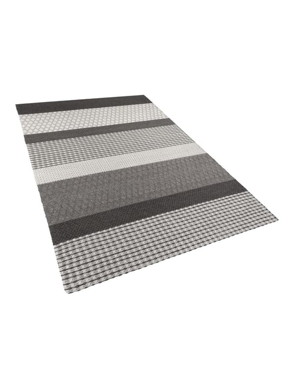 Gulvteppe Grå 140 x 200 cm Ull Stue Hjemmekontor Moderne Klassisk Design