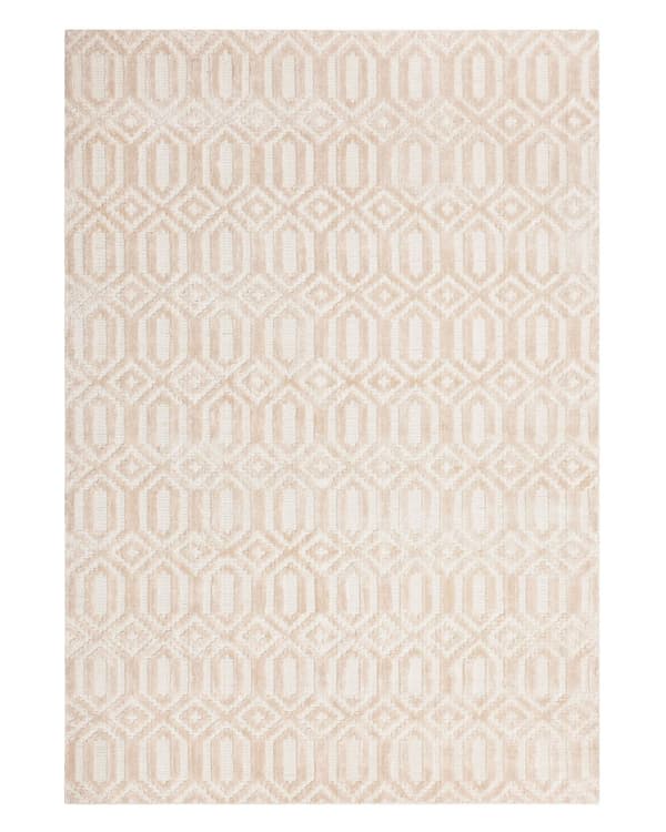 Teppe Beige Viskose 140 x 200 cm Geometrisk Mønster Håndvevd Flatvevd Skandinavisk
