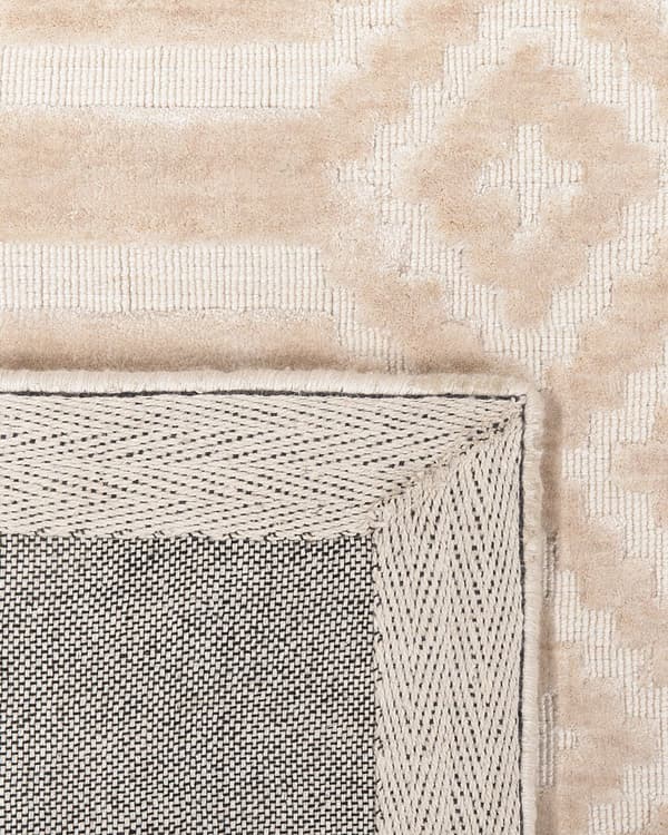 Teppe Beige Viskose 140 x 200 cm Geometrisk Mønster Håndvevd Flatvevd Skandinavisk