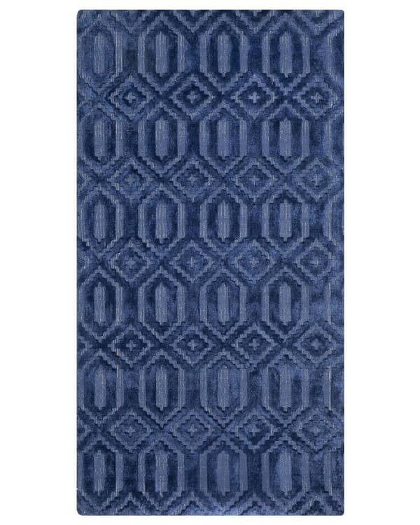 Teppe Marineblå Viskose 80 x 150 cm Geometrisk Mønster Håndvevd Flatvevd