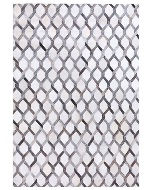 Gulvteppe Grå Skinn 140 x 200 cm Patchwork Kuskinn Geometrisk Rektangulær Moderne