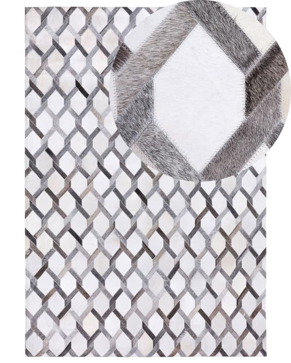 Gulvteppe Grå Skinn 140 x 200 cm Patchwork Kuskinn Geometrisk Rektangulær Moderne